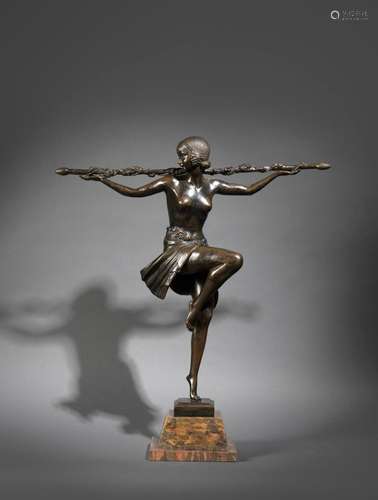 Pierre LE FAGUAYS (1892 - 1962) - Danseuse au Thyrse - Bronz...