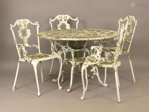A 20th century white painted cast alloy garden table, height...