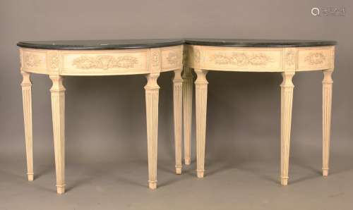 A pair of late 20th century George III style cream painted d...