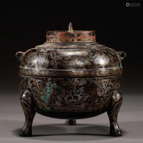 A Silver Inlaid Bronze-gilt Wine Vessel