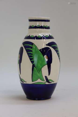 Art deco vaas met vogelmotief Boch Keramis vaas, decor 1332 ...