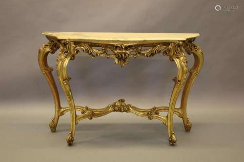 Vergulde console Louis XV stijl op voluutvormige poten - met...