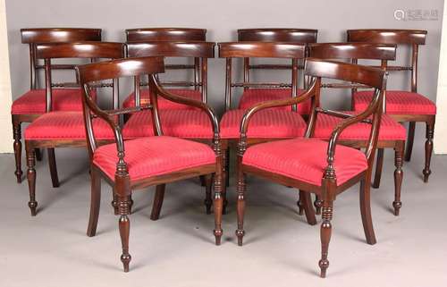 A set of ten 20th century Regency style mahogany bar back di...