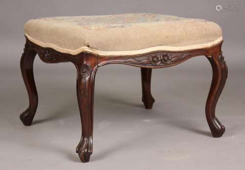 A late 19th century rosewood stool, the needlework seat rais...