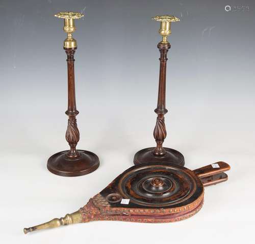 A pair of early 20th century George III style mahogany candl...