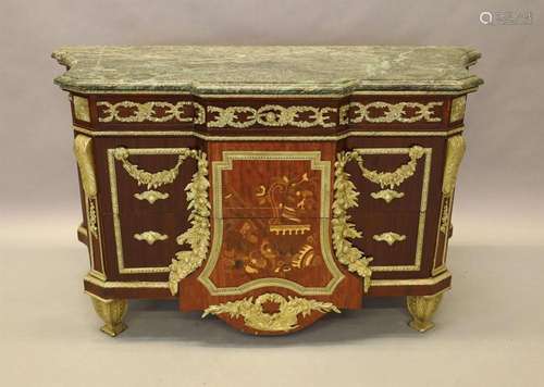 Notelaren commode met bronsbeslag en 3 lades - Louis XVI mot...