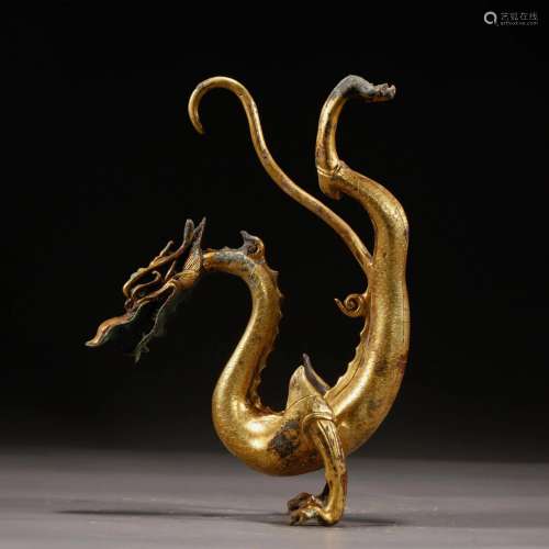 A Bronze-gilt Dragon Decoration