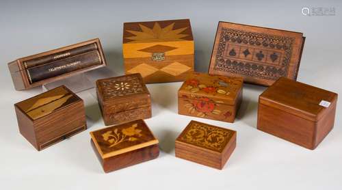 A collection of mainly 20th century wooden boxes, including ...