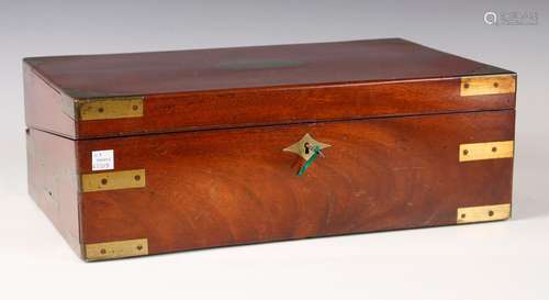 A 19th century mahogany and brass bound campaign style writi...