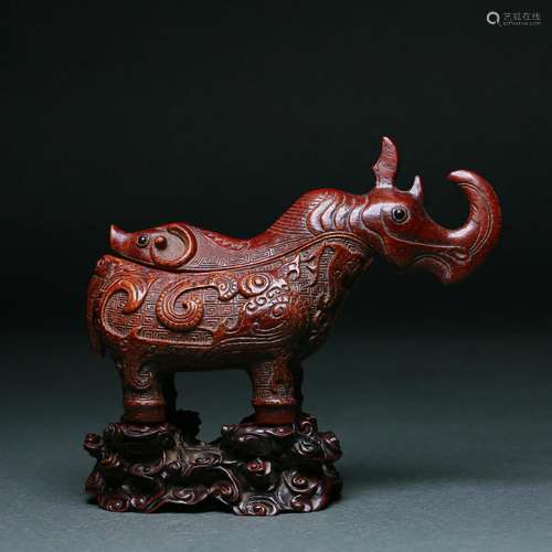 A Carved Aloes-wood Rhino