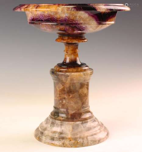 An impressive 19th century Blue John tazza, the finely turne...