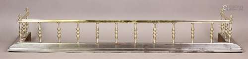 A 19th century brass and steel fender, the top rail and step...