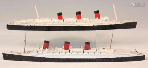 Two cold painted cast alloy models of the R.M.S. Queen Mary,...