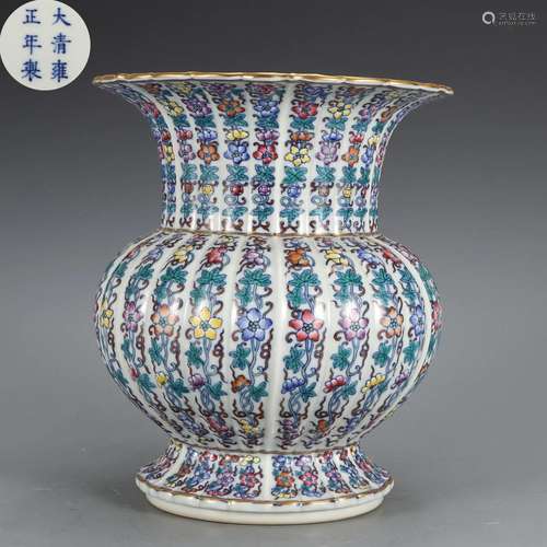 A Doucai Glazed Lobed Beaker Vase