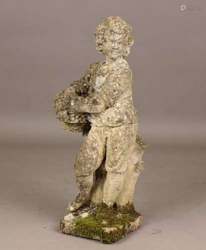 A 20th century cast composition stone garden figure of a boy...