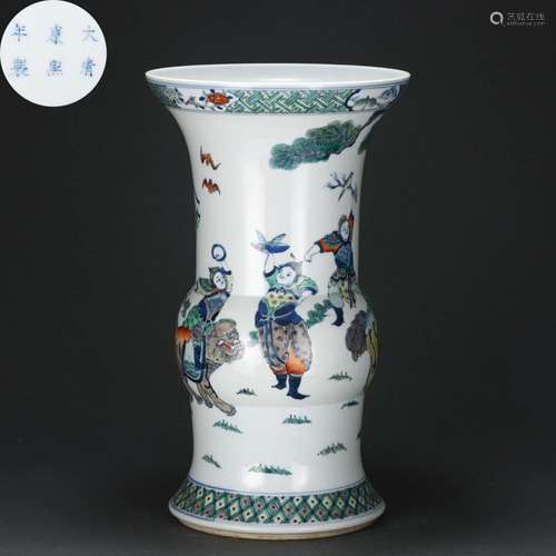 A Doucai Glazed Beaker Vase Gu