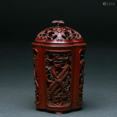 A Carved Boxwood Pomander Box