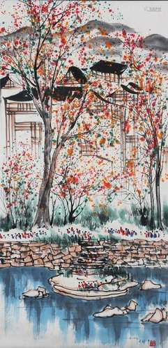 A Chinese Scroll Painting By Wu Guanzhong