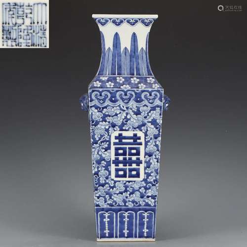 A Blue and White Squared Vase