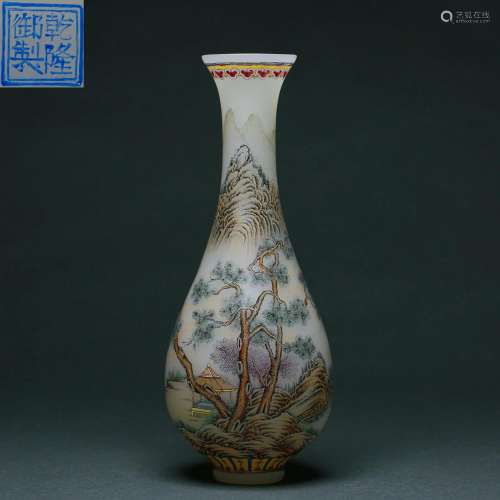 A Painted Enamel Peking Glass Vase