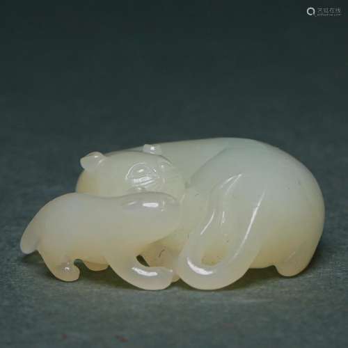 A Carved Jade Double Beasts