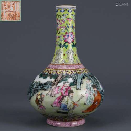 A Famille Rose Figural Story Vase
