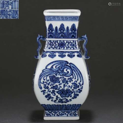 A Blue and White Phoenix Vase