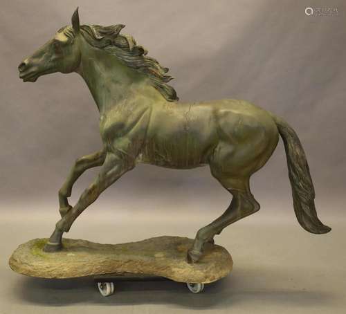 Tuinbeeld van bronzen paard in galop - Hoogte 123 cm. - Bree...