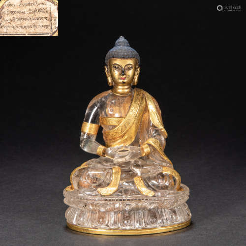 CHINESE CRYSTAL DEPICTING GOLDEN BUDDHA, QING DYNASTY