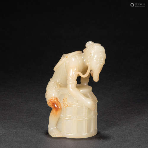 CHINESE HETIAN JADE FISHERMAN, QING DYNASTY