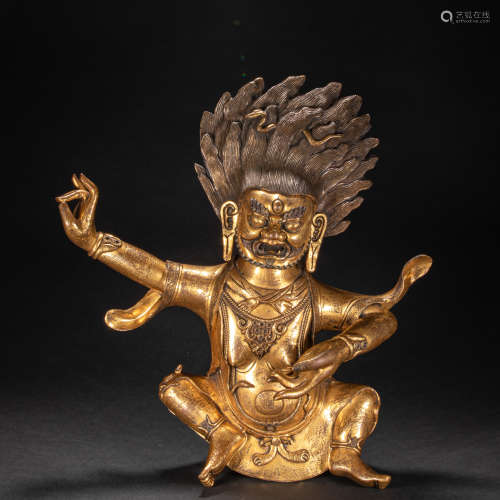 CHINESE BRONZE GILDED BUDDHA STATUE, QING DYNASTY