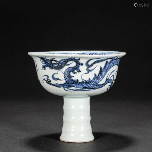 CHINESE BLUE AND WHITE GOBLET, YUAN DYNASTY