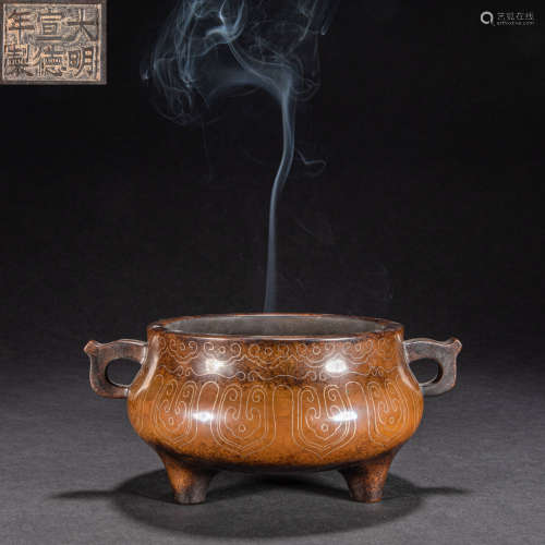 CHINESE COPPER INCENSE BURNER, MING DYNASTY