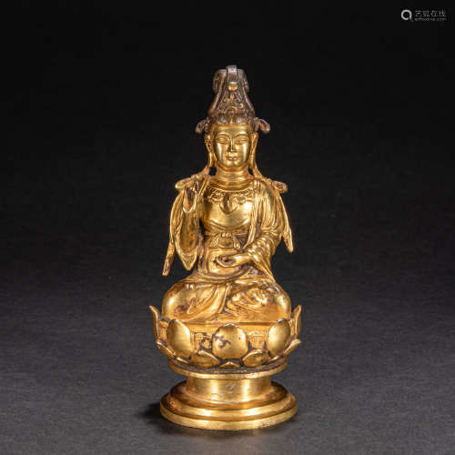 CHINESE BRONZE GILDED BUDDHA STATUE, LIAOJIN PERIOD