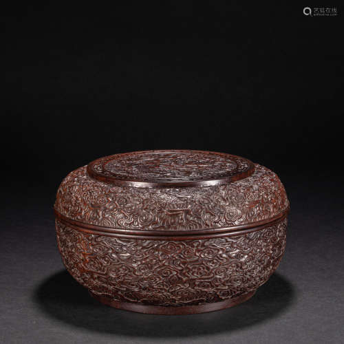 CHINESE ROSEWOOD ROUND BOX, QING DYNASTY