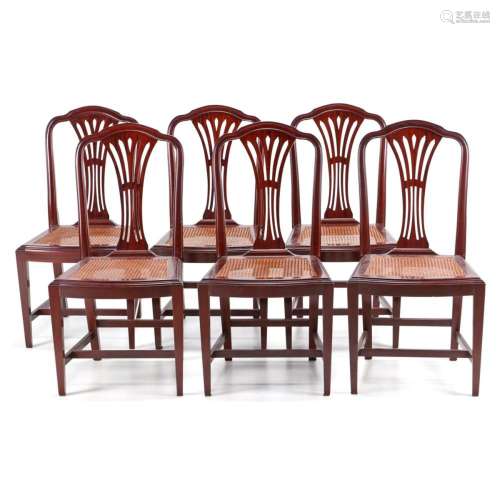 A SET OF SIX "POMBALINO" STYLE CHAIRS