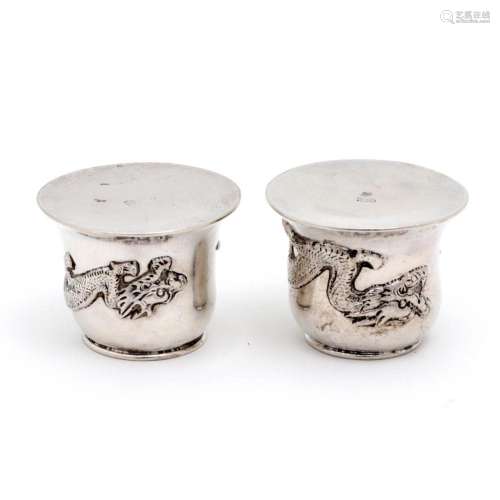 A PAIR OF SMALL ORIENTAL INKPOTS