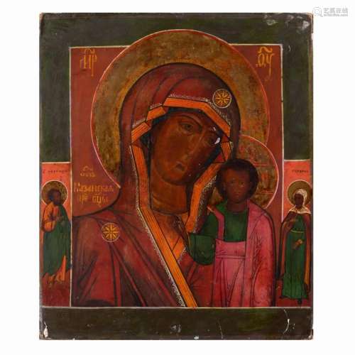 A RUSSIAN ICON (19TH CENTURY), VIRGIN WITH CHILD