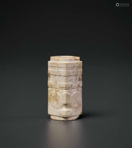 A CONG-FORM ALTERED JADE BEAD, LIANGZHU CULTURE