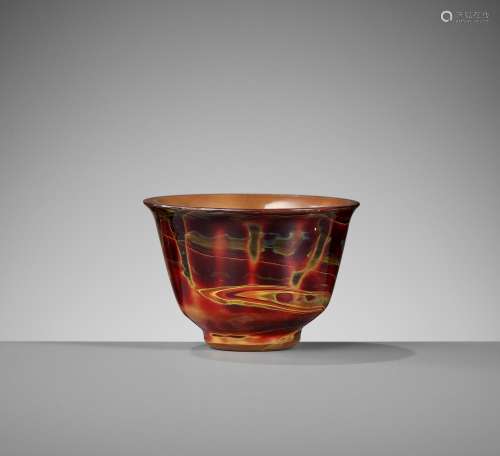 A SMALL GLASS ‘REALGAR IMITATION’ CUP, 18TH CENTURY