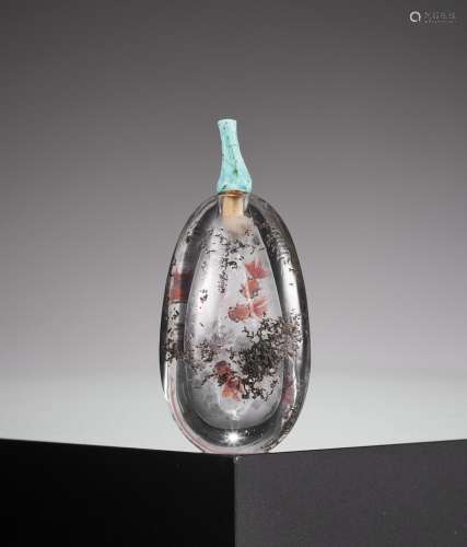 A MINIATURE INTERIOR-PAINTED ROCK CRYSTAL SNUFF BOTTLE, BY T...