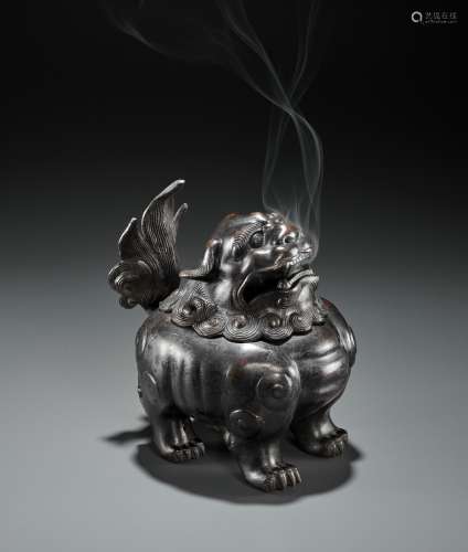 A BRONZE ‘BUDDHIST LION’ CENSER AND COVER, QING DYNASTY