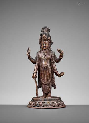 A BRONZE FIGURE OF VISHNU, 17TH-18TH CENTURY