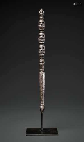 AN IRON RITUAL STAFF, KHATVANGA, 16TH-17TH CENTURY