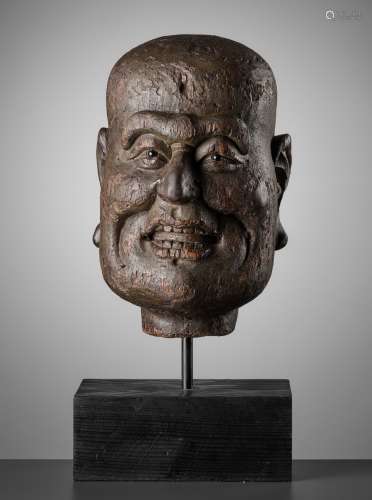A LARGE DRY-LACQUERED WOOD HEAD OF A LUOHAN, SOUTHERN SONG D...