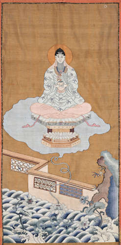 A KESI SILK PANEL DEPICTING AVALOKITESHVARA, QING DYNASTY