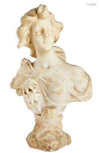 92-Dante Zoi (1880-1920)
Buste de jeune fille
Albâtre
Signé ...