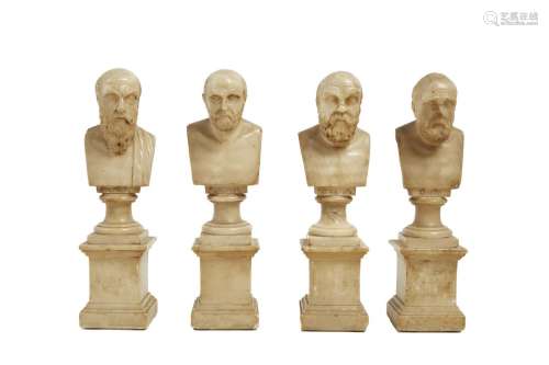 131-Quatre philosophes sur piédouche en albâtre sculpté
XVII...