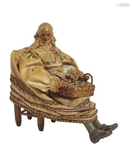 171-Rare santon Napolitain figurant un marchand de champigno...