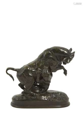 191 Antoine-Louis BARYE (1795-1875)
Taureau
attaqué
par
un
t...